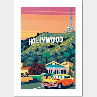 A Vintage Travel Art of Hollywood - Los Angeles - California - US Posters and Art